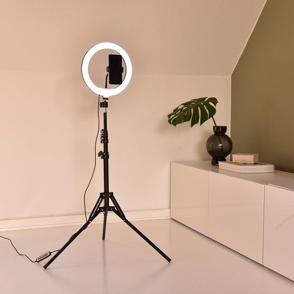 4smarts LoomiPod Selfie Tripod m. LED Ring Light, Green Screen & Opbevaringstaske