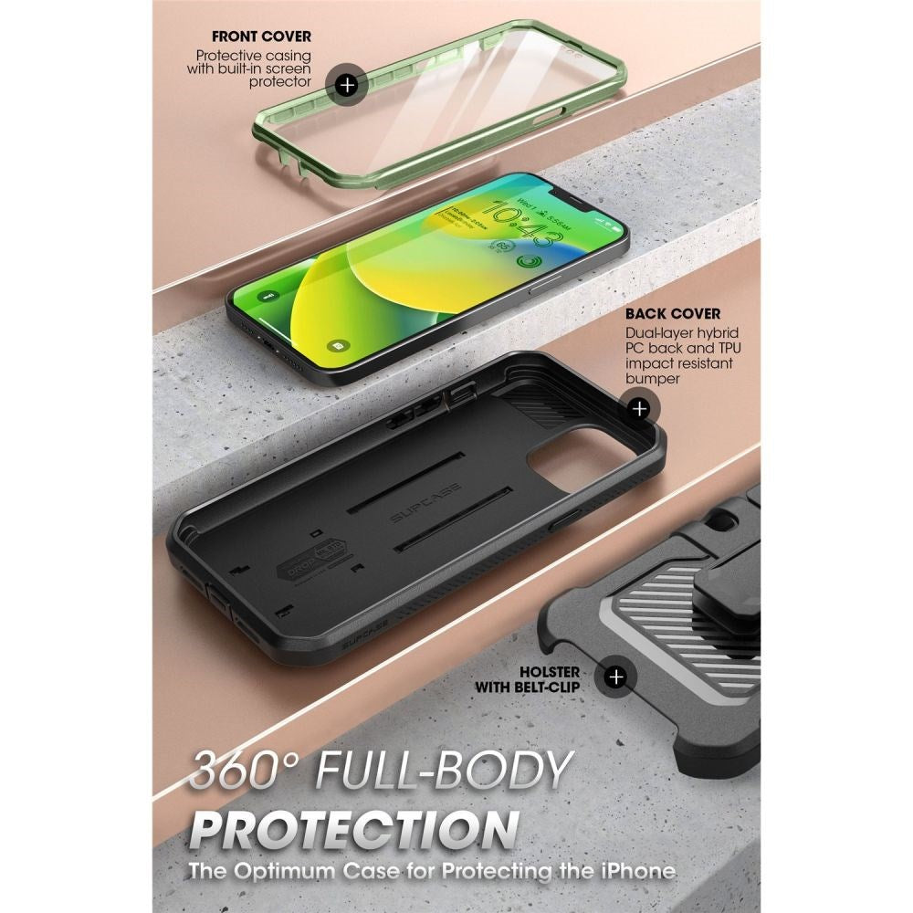 iPhone 14 Plus SUPCASE Unicorn Beetle Pro Håndværker Cover m. Skærmbeskyttelse - Grøn