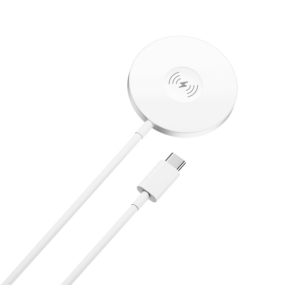 Forever MAWC-400 3-i-1 Magnetisk Trådløs Oplader - 15W - USB-C - MagSafe Kompatibel - Hvid