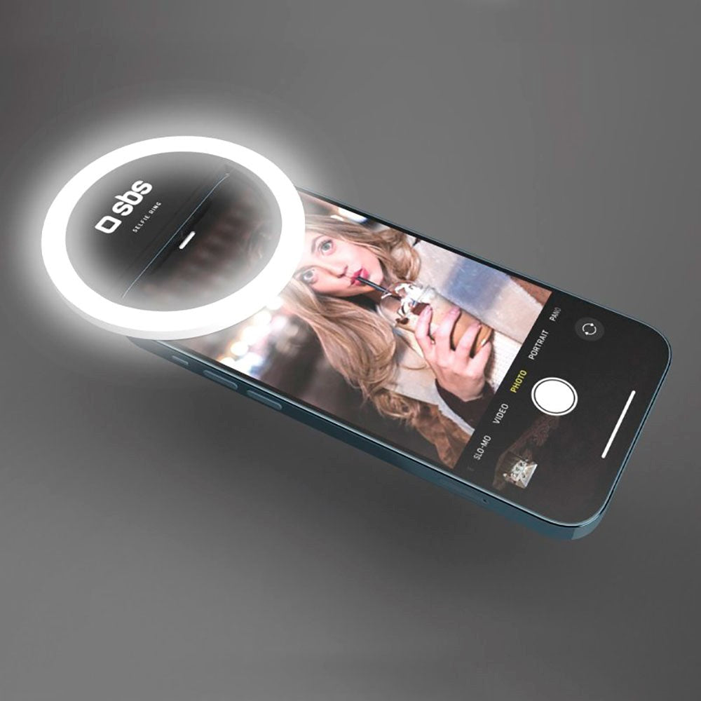 SBS Mini Selfie Ring Light til Smartphone - Sort