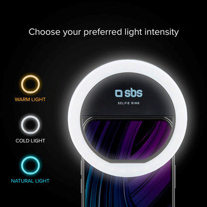 SBS Mini Selfie Ring Light til Smartphone - Sort