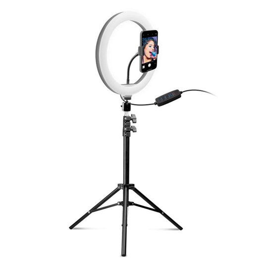 SBS 10" LED Ring Light m. Justerbar Tripod, Holder & Fjernbetjening - Sort