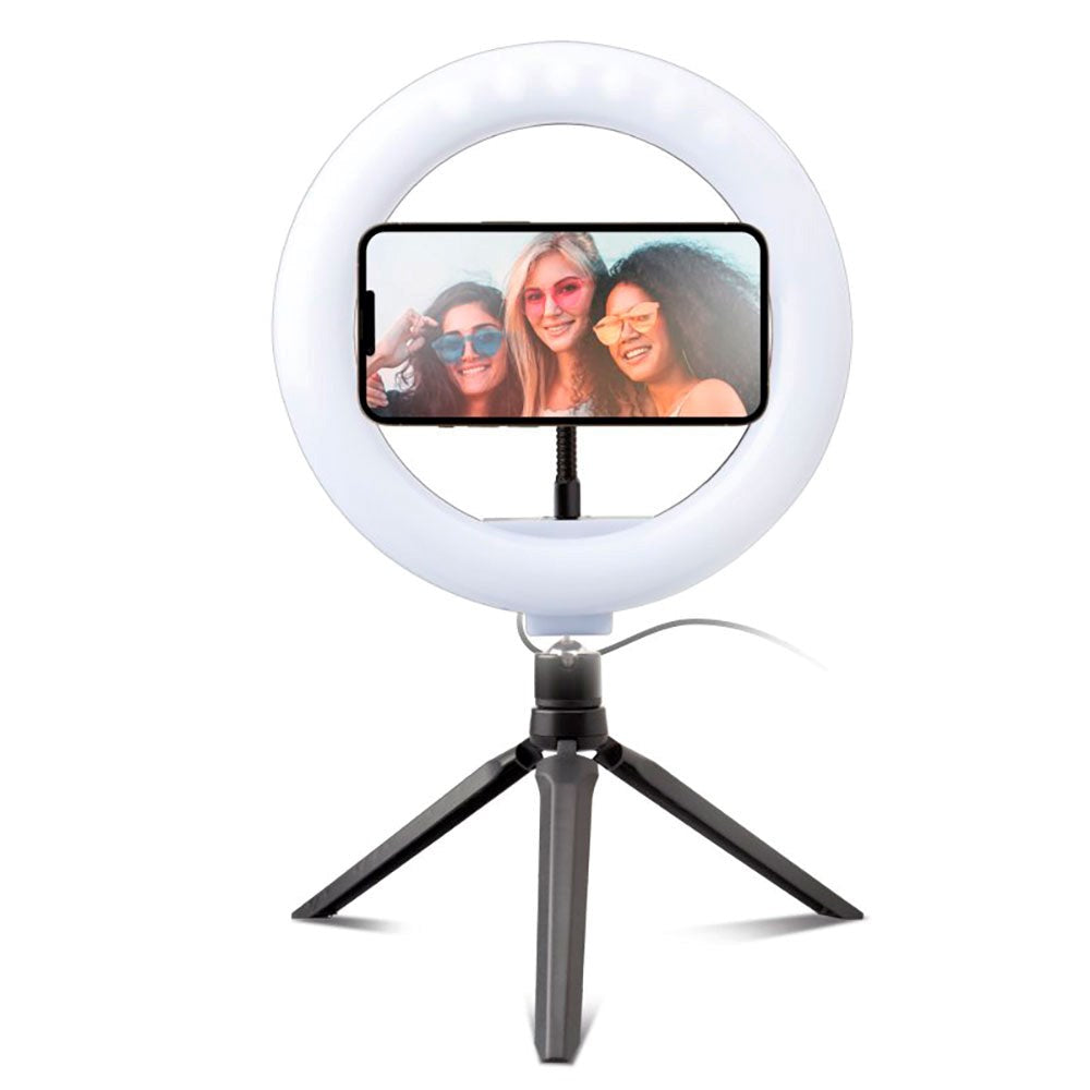 SBS LED Selfie Ring Light m. Stativ &amp; Mobilholder - Svart