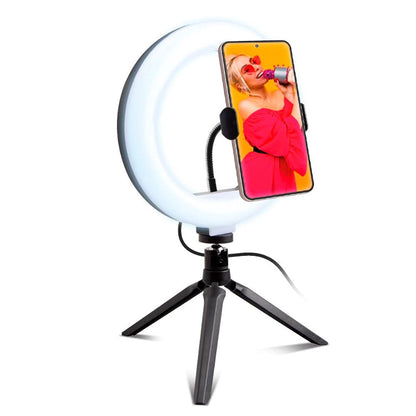 SBS LED Selfie Ring Light m. Stativ &amp; Mobilholder - Svart