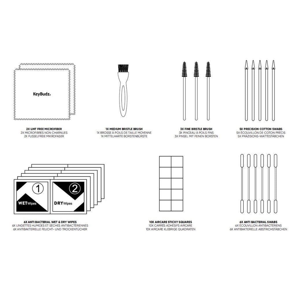 KeyBudz Rengøringssæt til Høretelefoner & Mobil & Tastatur
