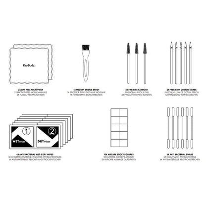KeyBudz Rengøringssæt til Høretelefoner & Mobil & Tastatur