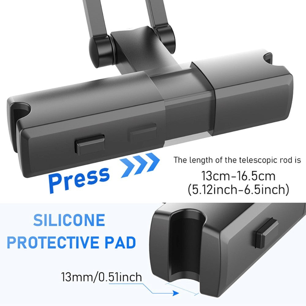 Universal mobil- og nettbrettholder for nakkestøtte (11,2-20cm) - Sort